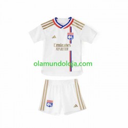Camisola Olympique Lyonnais Criança Equipamento Primeiro 2023-2024 Manga Curta